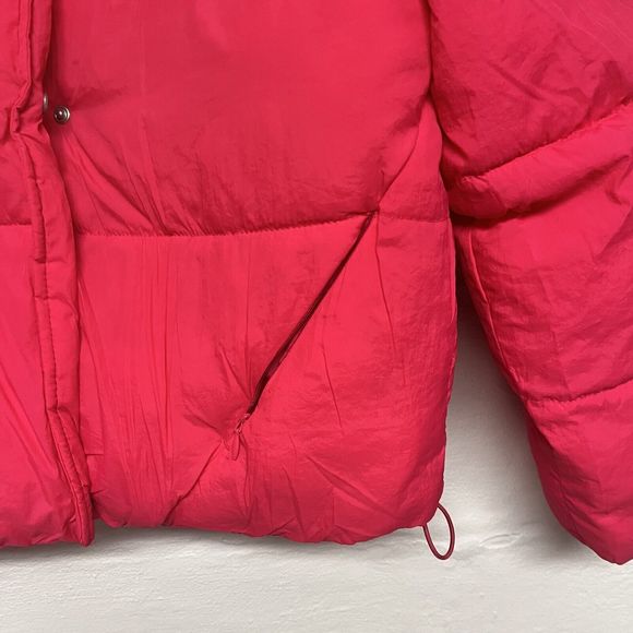 NWT A New Day Pink Puffer Jacket Size Medium Stand Up Collar Snap Front Closure - Picture 5 of 7